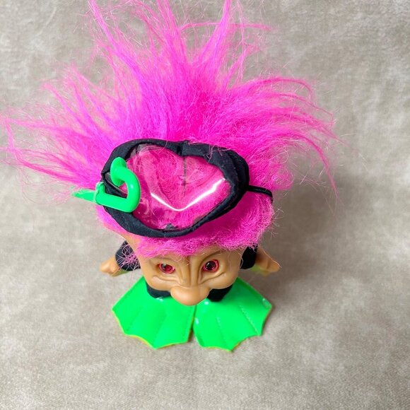 Vintage ACE Novelty 5.5" Scuba Diver Snorkel Melon Hair Troll Doll - Picture 2 of 4